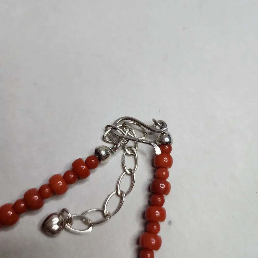 Jay King DTR Large Genuine Coral Statement Choker Necklace‎ sterling Silver 925